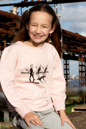 Open afbeelding in diavoorstelling Kids Sweater - Cream Heather Pink (Surfers on the beach)
