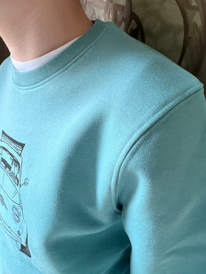 Sweater unisex - Teal Monstera (FIAT500)